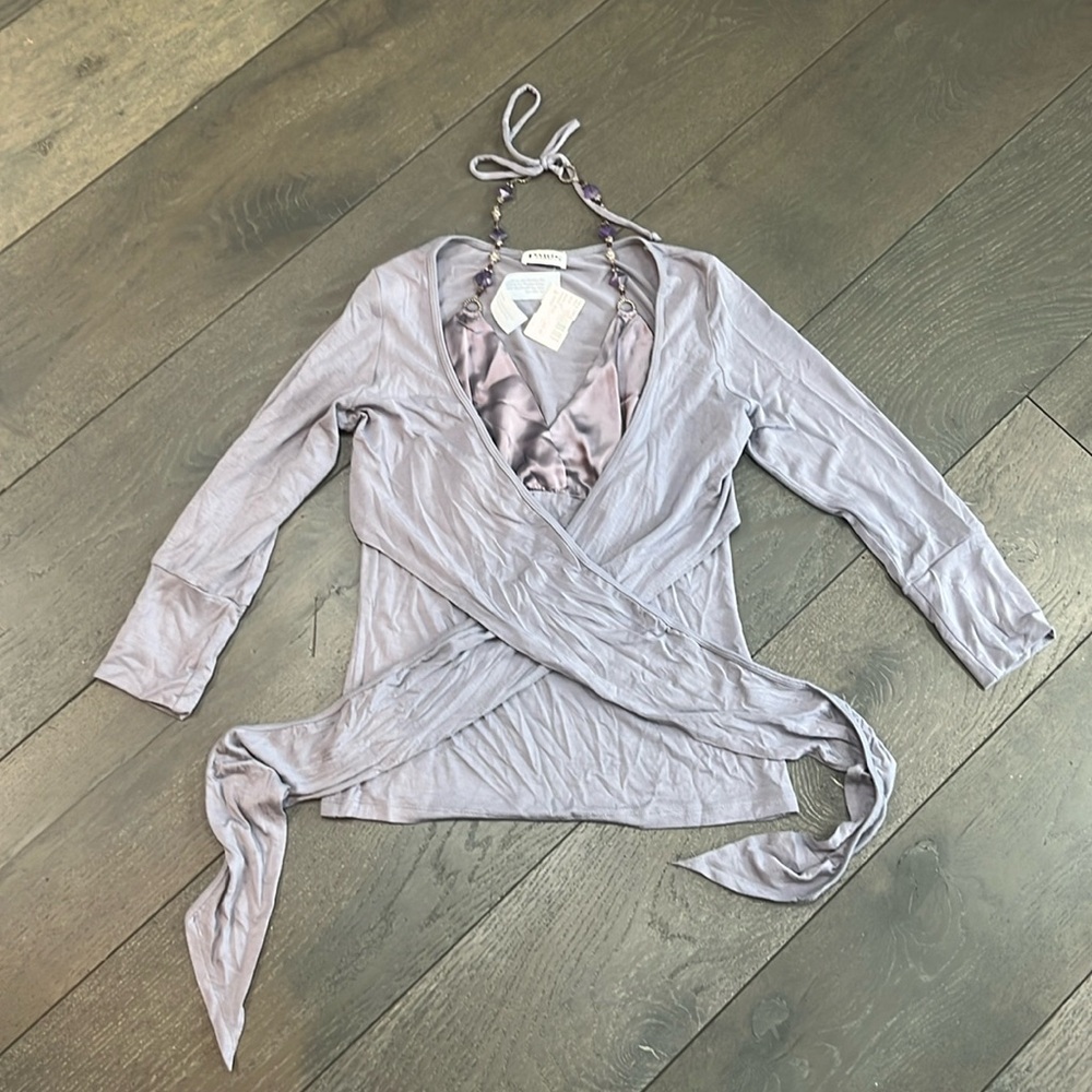 PARIS PARIS LONG SLEEVE/HALTER TOP SIZE M